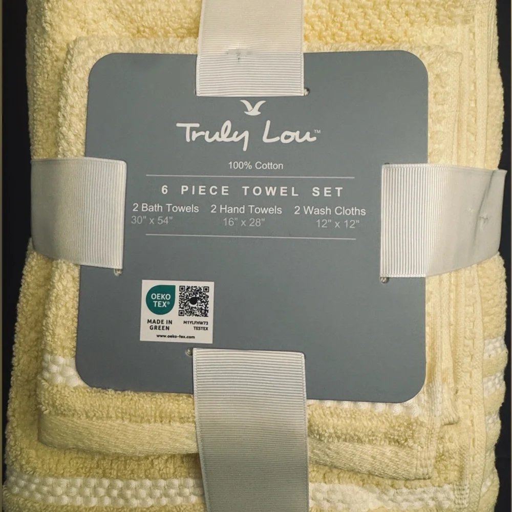 6pc TRULY LOU 100% Cotton Bath Towel Set - DAFFOFIL20 - Towel Bundle